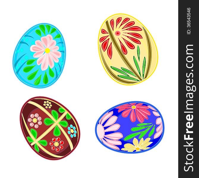 Easter eggs with floral pattern