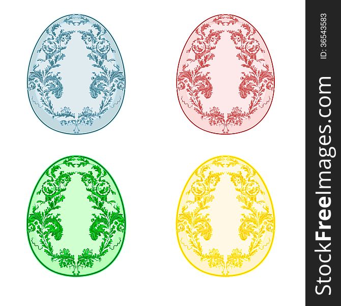 Decorated Easter eggs with ornamental pattern vintage vector illustration. Decorated Easter eggs with ornamental pattern vintage vector illustration