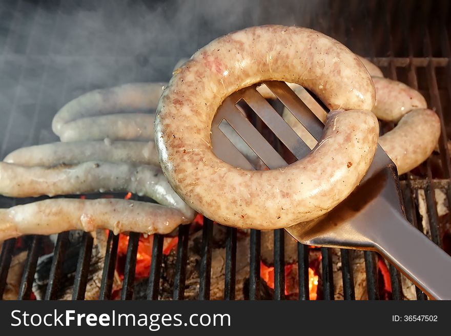 Grilled Bratwurst Sausages on the BBQ XXXL