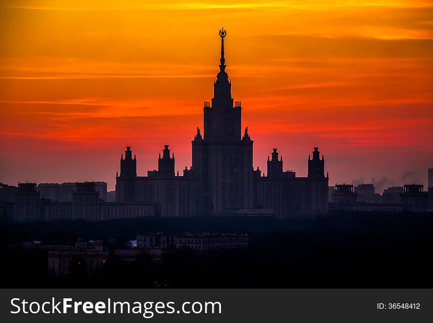 Sunset image of Moscow State University popular profile.