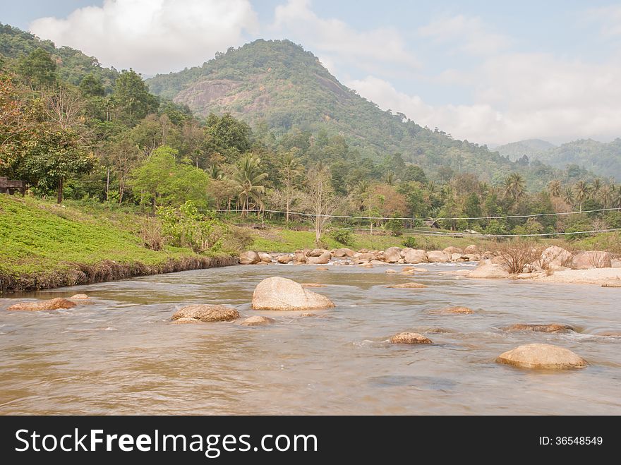 Landscape with a mountain river