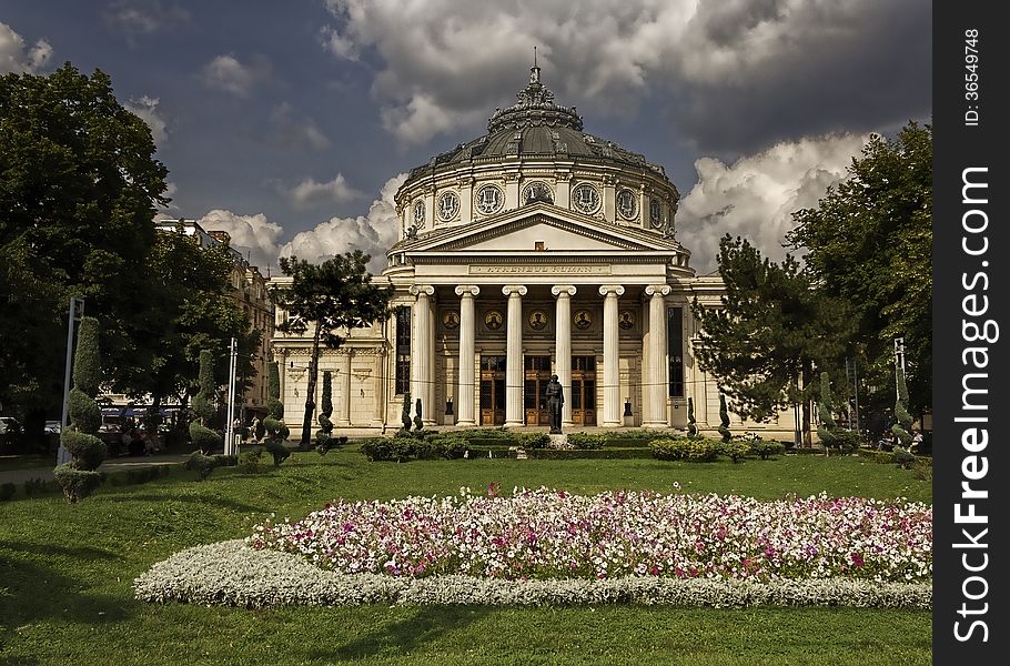Romanian Athenaeum by architect Albert Galleron and inaugurated in 1888, Bucharest - Romania.