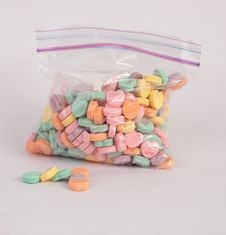 Candy Hearts In A Bag Royalty Free Stock Photo