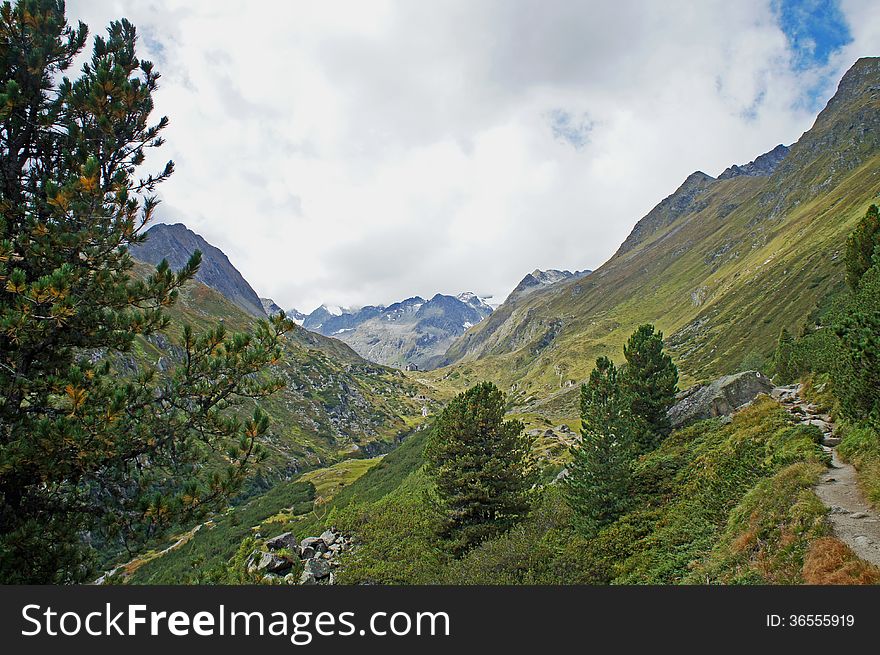 Landscape In The Stubai Valley In Tyrol, Austria