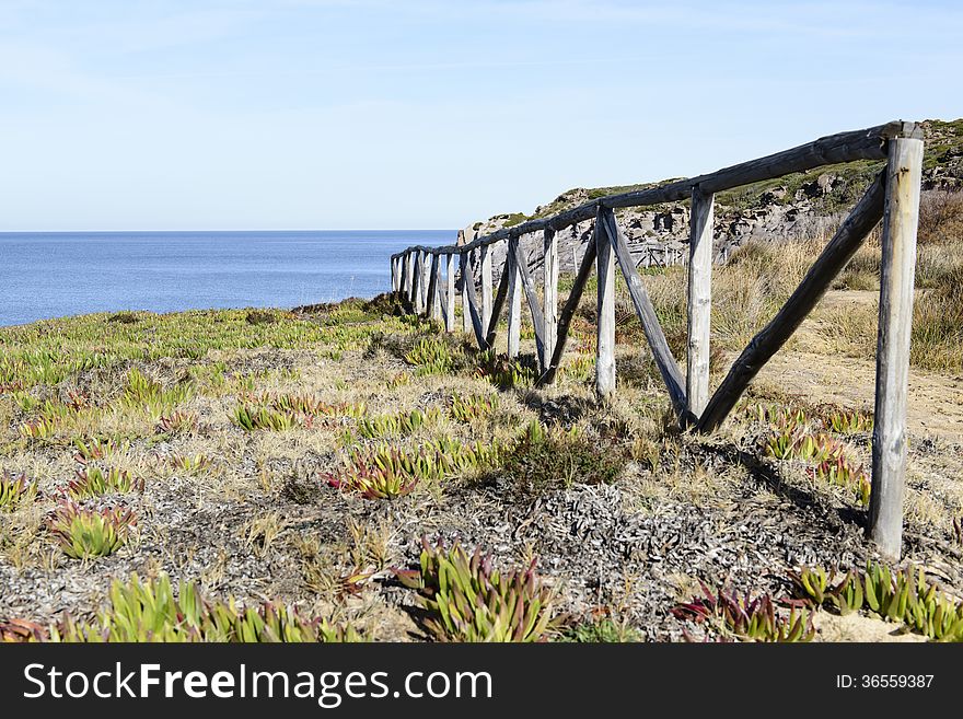 Natural area protected by a fence along the south west coast of Sardinia.