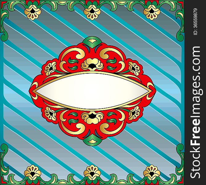 Background frame with vegetable voluminous gold(en) ornament. Background frame with vegetable voluminous gold(en) ornament