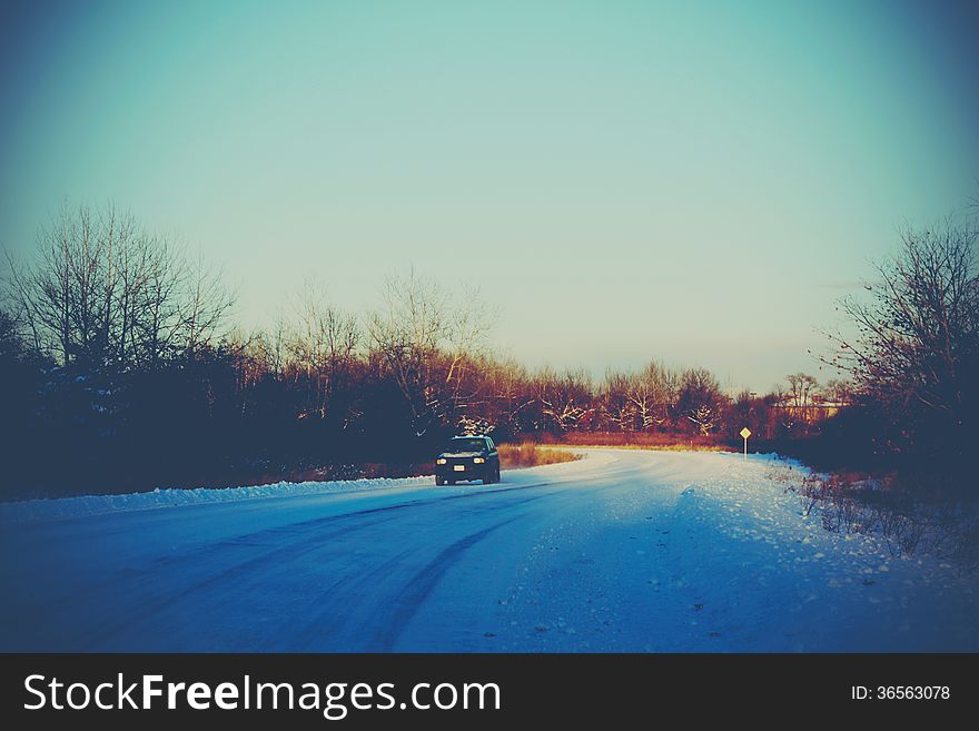 Winter landscape on the road. Winter landscape on the road