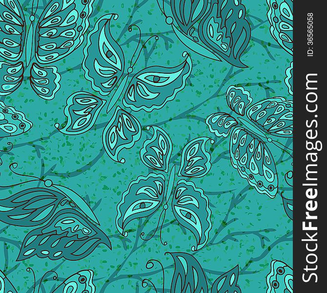 Vector seamless pattern with butterfly, eps10. Vector seamless pattern with butterfly, eps10