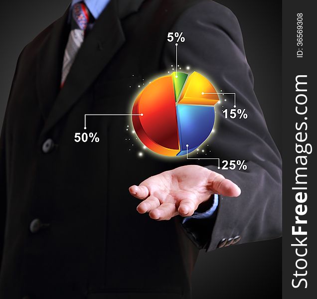 Business Man Showing Pie Chart