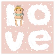 Card For With Cute Cupids Stock Photography Card For With Cute Cupids Stock Photography