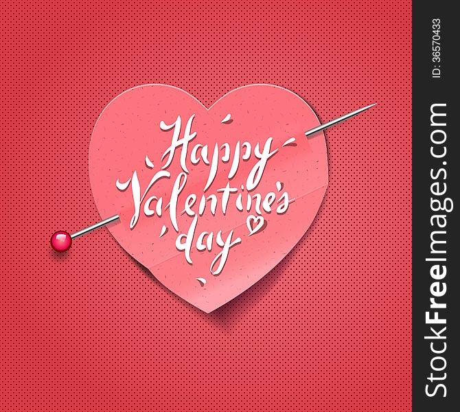 Valentine's Day card with paper heart shaped, vector Eps10. Valentine's Day card with paper heart shaped, vector Eps10.