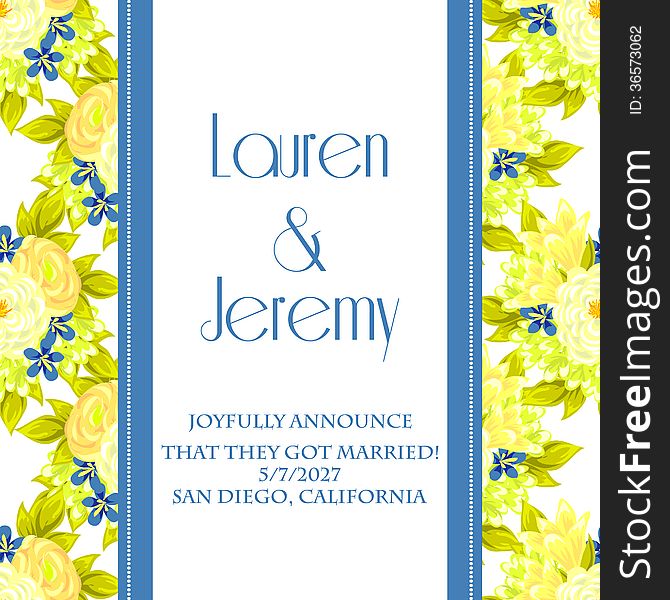 Wedding card or invitation with abstract floral background