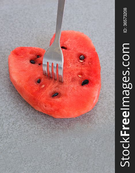 Watermelon fruit prong dip in