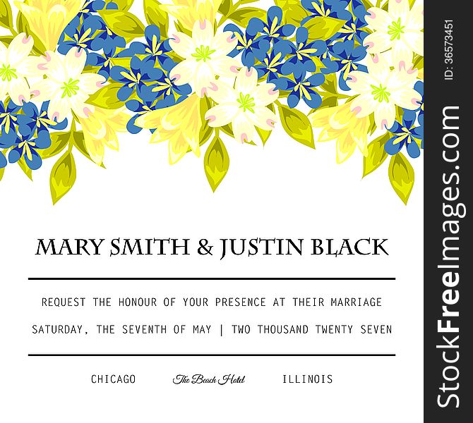 Wedding card or invitation with abstract floral background