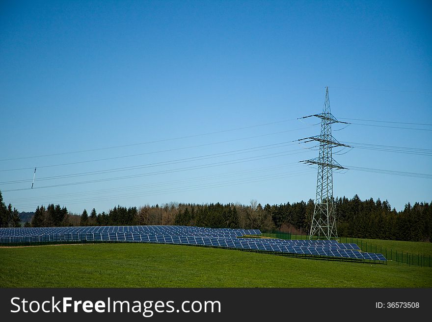 Photovoltaic field in near a wire cable around