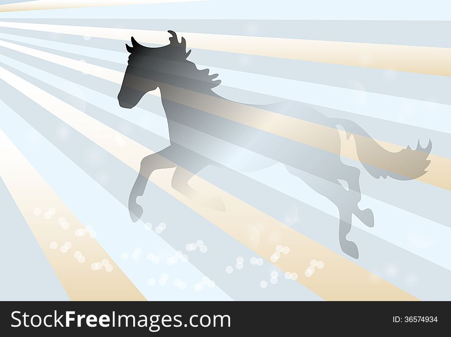 Abstract background with running horse over retro background with shimmering bubbles - illustration. Abstract background with running horse over retro background with shimmering bubbles - illustration