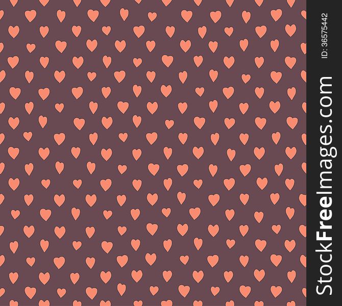 Retro seamless pattern with colorful hearts.