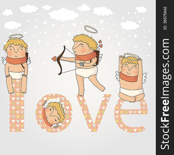 Card for with cute cupids