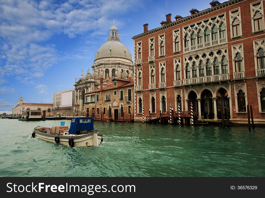 Buildings and palaces along the Grand Canal of Venice. Buildings and palaces along the Grand Canal of Venice