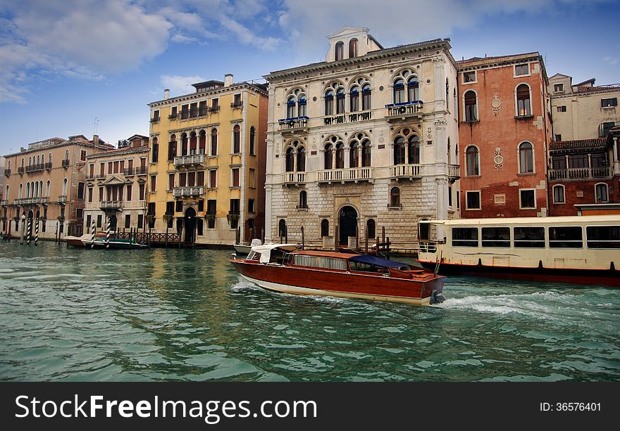 Buildings and palaces along the Grand Canal of Venice. Buildings and palaces along the Grand Canal of Venice