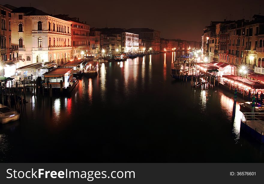 After sunset view from Rialto bridge in Venice. After sunset view from Rialto bridge in Venice