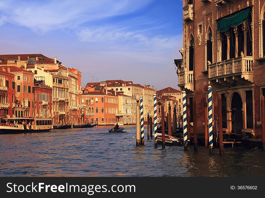 Buildings and palaces along the Grand Canal of Venice. Buildings and palaces along the Grand Canal of Venice