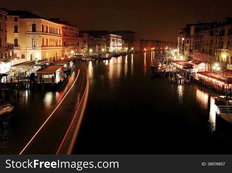 After sunset view from Rialto bridge in Venice. After sunset view from Rialto bridge in Venice