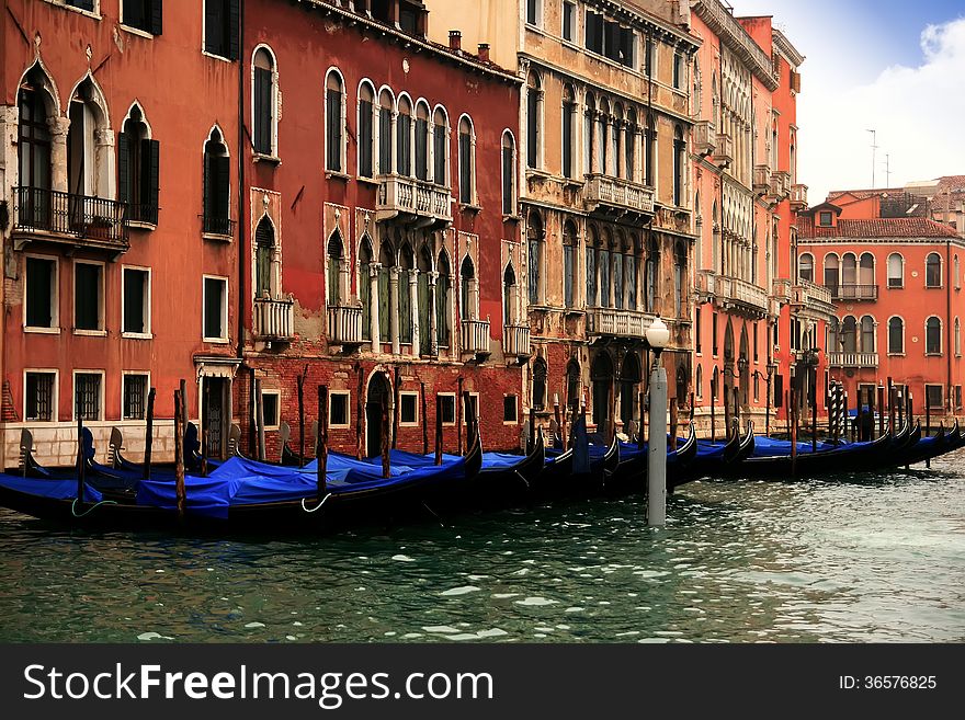 Buildings and palaces along the Grand Canal of Venice. Buildings and palaces along the Grand Canal of Venice