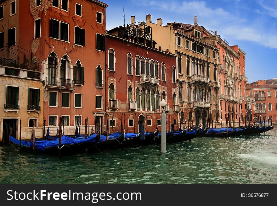 Buildings and palaces along the Grand Canal of Venice. Buildings and palaces along the Grand Canal of Venice