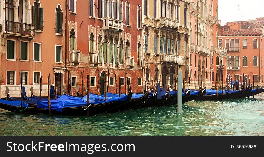 Buildings and palaces along the Grand Canal of Venice. Buildings and palaces along the Grand Canal of Venice