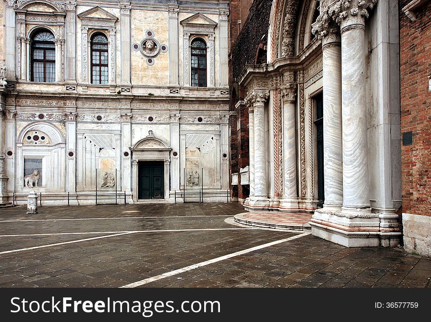 Entry door church in Venice. Entry door church in Venice