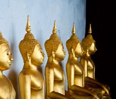The Sitting Golden Buddha In The Temple In Thailand Royalty Free Stock Photography The Sitting Golden Buddha In The Temple In Thailand Royalty Free Stock Photography