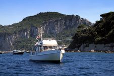 Yacht  In Capri Island Coast Stock Photos
