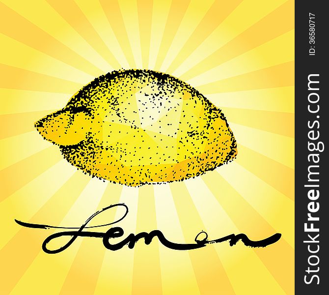 The stylized image of Lemon on yellow background