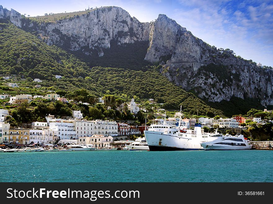 Marina grande in the coast of Capri island in Italy