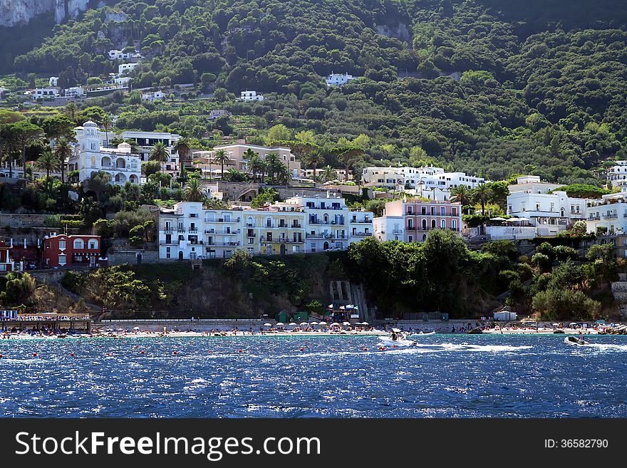 Hotels and houses in Capri island coast in Italy. Hotels and houses in Capri island coast in Italy