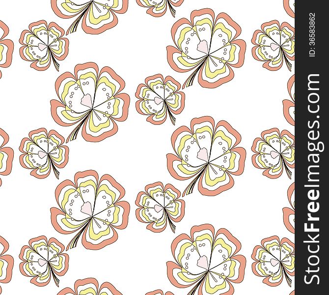 Seamless sweet pattern in the yellow and pink colours pastel on white background