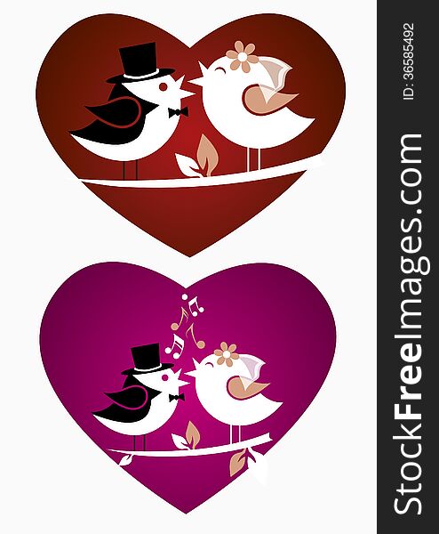 Wedding birds, cartoon theme illustration, valentine