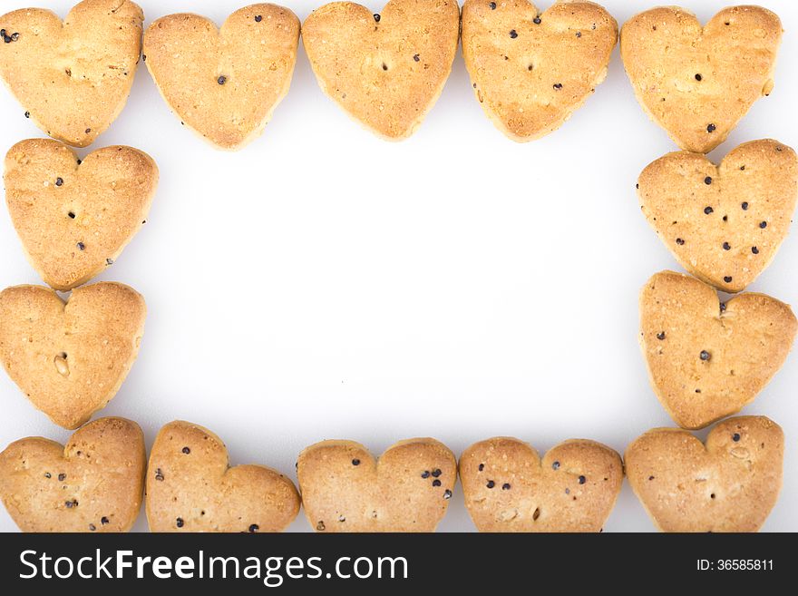 Frame from heart shaped biscuits