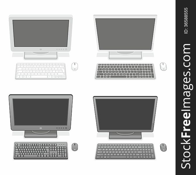 Computer Isolated on White Background. Vector