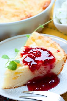 Piece Of Cheesecake With Raspberry Jam Stock Photo Piece Of Cheesecake With Raspberry Jam Stock Photo