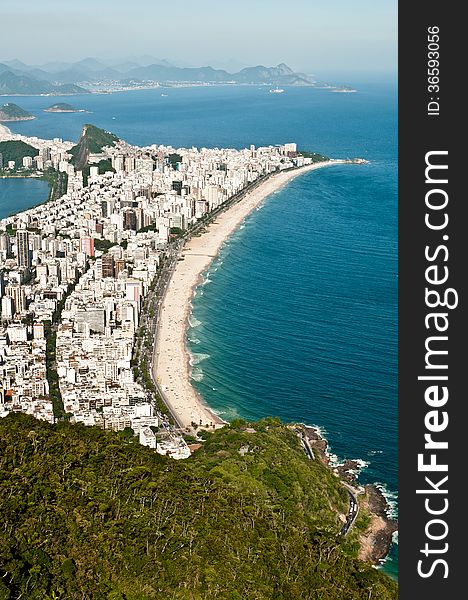 Erial View of Ipanema and Leblon Beach from the Mountain in Rio de Janeiro, Brazil. Erial View of Ipanema and Leblon Beach from the Mountain in Rio de Janeiro, Brazil