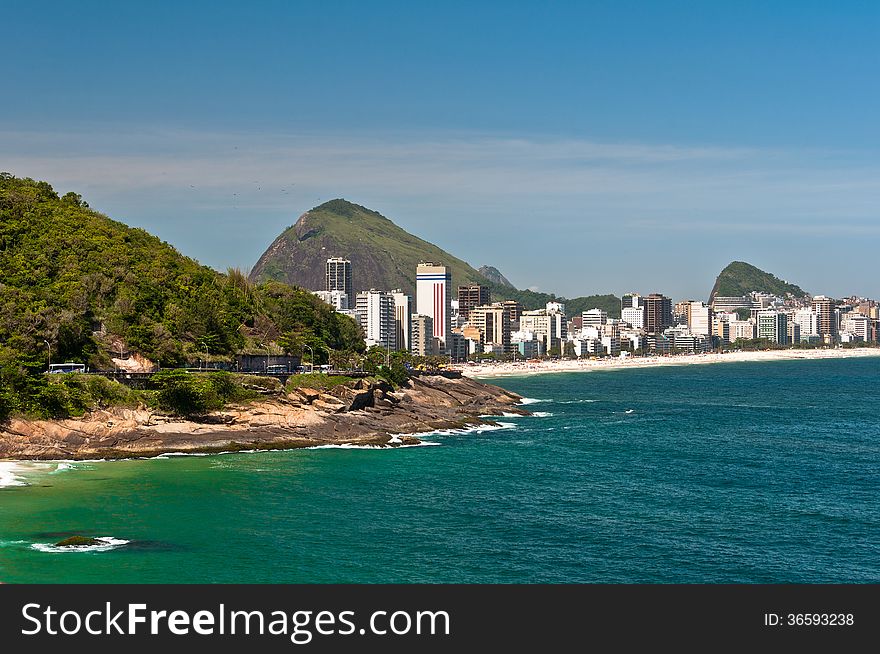 Rio de Janeiro Coast, Rocks and Ipanema Beach. Rio de Janeiro Coast, Rocks and Ipanema Beach.