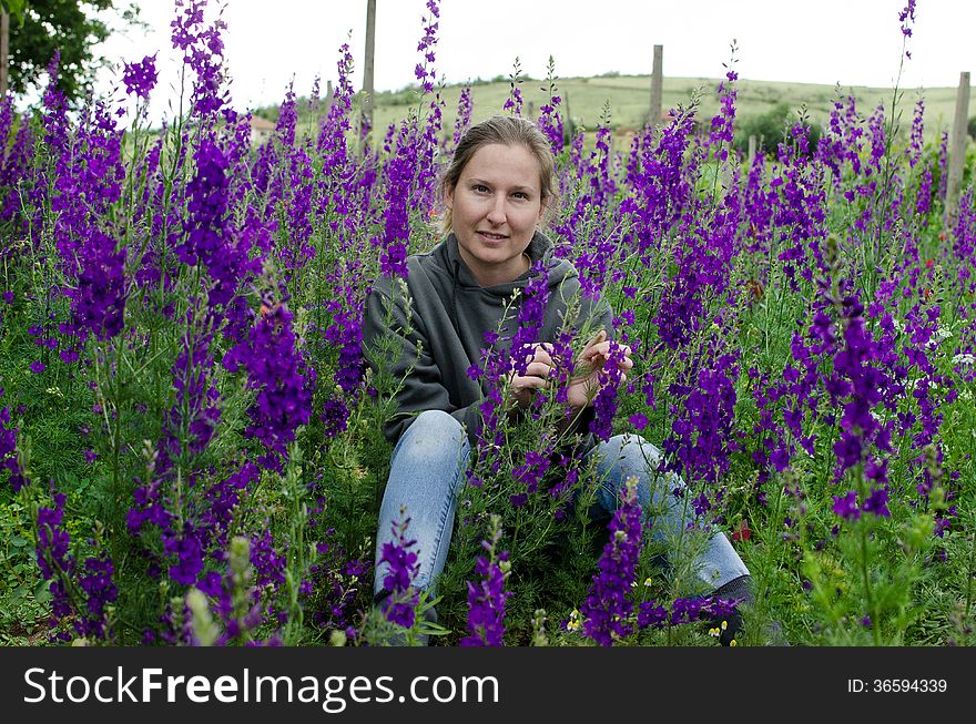 Girl in purple flowers