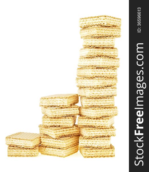 Three step high increase of disordered stack wafer as bar graph on white background. Three step high increase of disordered stack wafer as bar graph on white background