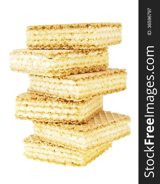 Tower stack wafer isolated on white background. Tower stack wafer isolated on white background