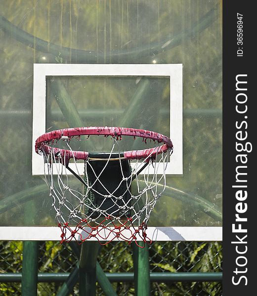 Close up of old basketball shots board in public park. Close up of old basketball shots board in public park