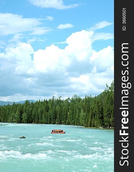 Green river flowing.Xingjiang province,China. Green river flowing.Xingjiang province,China.