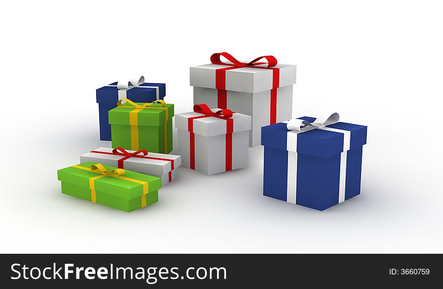 Gift boxes - 3d isolated illustration (more 3d gift boxes in my gallery)