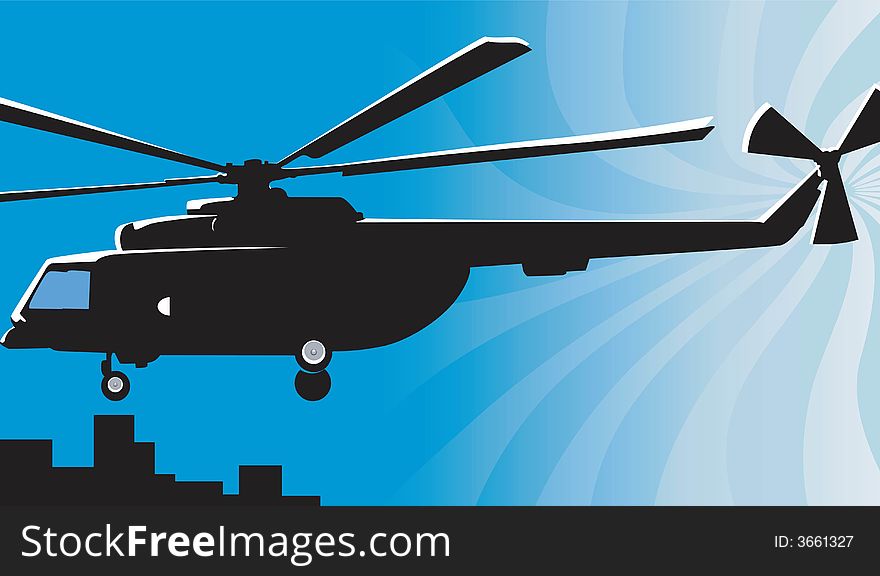 Illustration of helicopter about to land